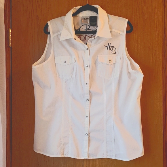 Harley-Davidson Tops - Harley Davidson Woman's Snap Up Sleeveless Shirt Size 2XL